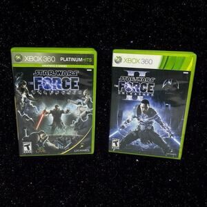 Microsoft Xbox 360 Star Wars The Force Unleashed 1 2 Comeplete CIB Bundle Lot